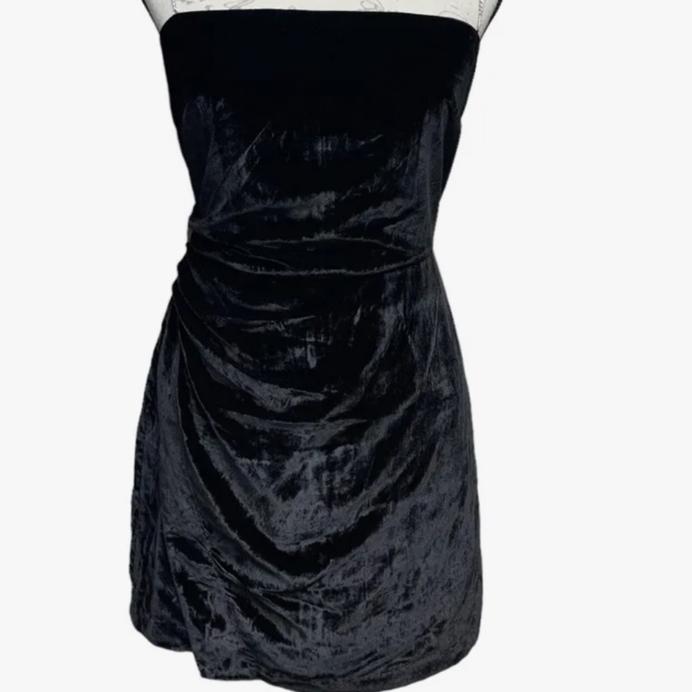 House of Harlow 1960 Velvet Fit & Flare Mini Dress Rhinestone strap sz M